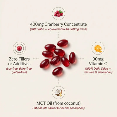 Cranberry Concentrate Softgels (40,000mg) UTI Relief Supplement